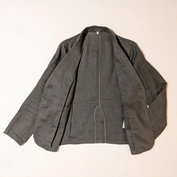 Muji Japan Women's 100% Linen Blazer - Solid Gray / Grey - Small - Picture 2 of 5